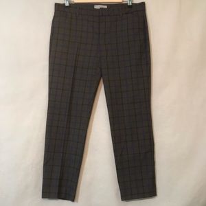 GAP slim fit cropped gray and blue plaid slacks